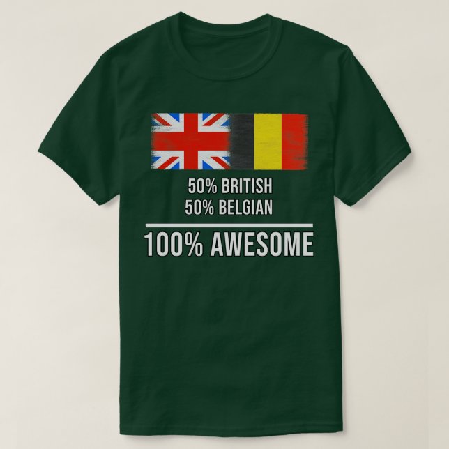 Camiseta 50 británico 50 belga 100 regalo impresionante par (Diseño del anverso)