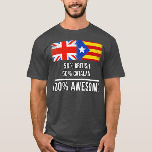 Camiseta 50 Británico 50 Cataluña 100 Fantástico regalo par