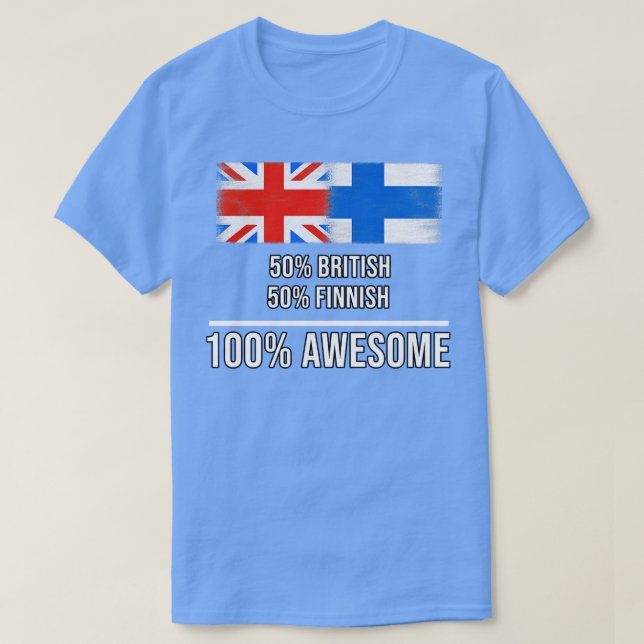 Camiseta 50 británico 50 finlandés 100 regalo increíble par (Diseño del anverso)