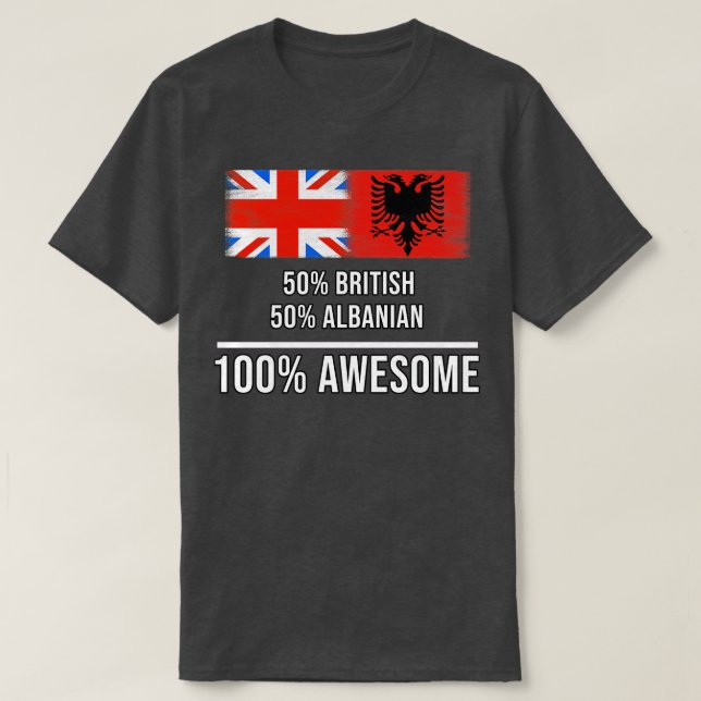 Camiseta 50 británicos 50 albaneses 100 increíbles regalos  (Diseño del anverso)