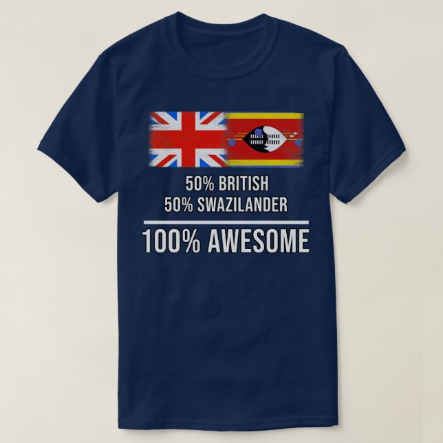 Camiseta 50 británicos 50 Suazilandia 100 magnífico regalo  (Diseño del anverso)