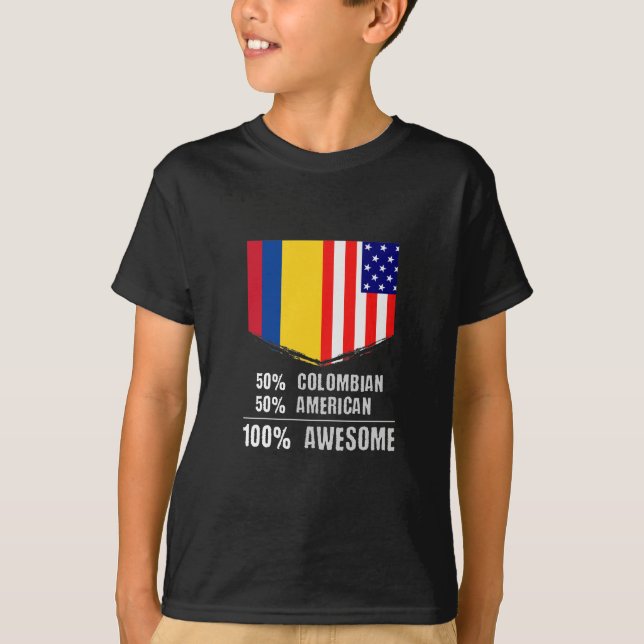 Camiseta 50% colombiano 50% norteamericano 100% asombroso (Anverso)