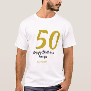 Camiseta 50 cumpleaños añadir nombre fecha año negro planti
