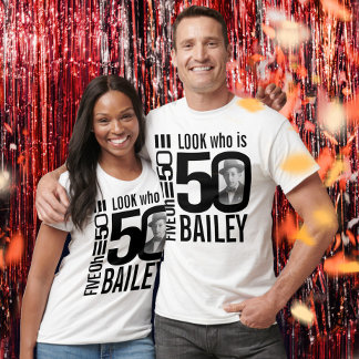 Camiseta 50 cumpleaños mono look 50 foto y nombre personali
