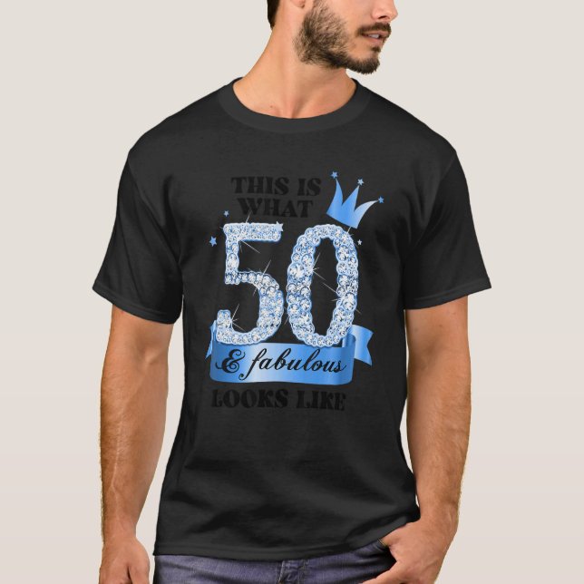 Camiseta 50 & Fabulous I Blue White Party Group Candid Phot (Anverso)