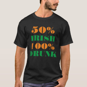 Camiseta 50% Irlandés 100% Borracho Gracioso St Patrick Des