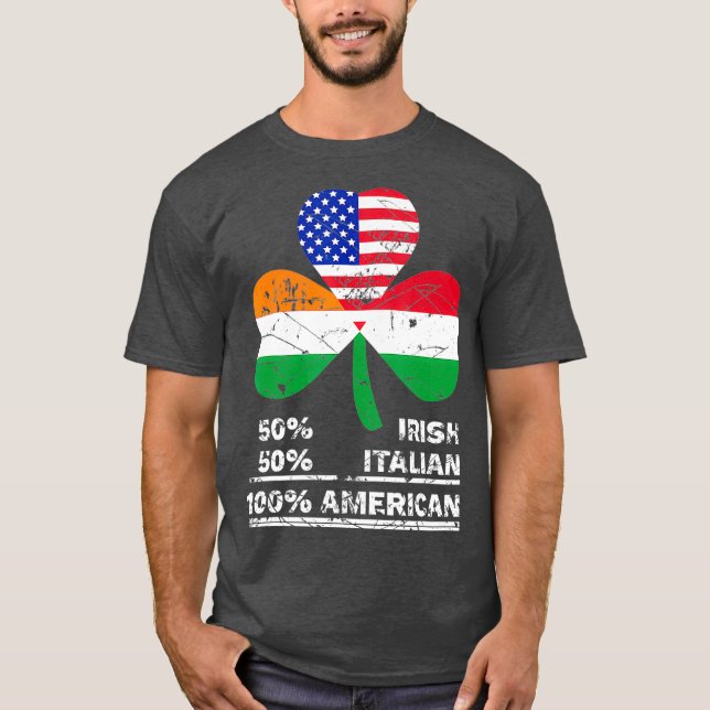 Camiseta 50 Media Irlandesa Media Italiana 100 Bandera Amer (Anverso)