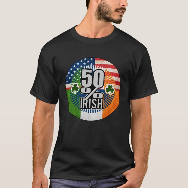 Camiseta 50 Medio Irlandés Media American Flag Shamrock Roo (Anverso)