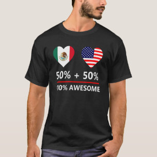 Camiseta 50 Mexicano 50 Americano 100 Bandera Impresionante