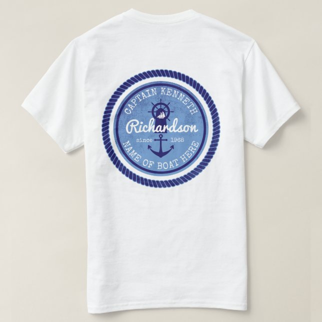 Camiseta 50.o Capitán Nautical Rope Anchor Helm del (Reverso del diseño)