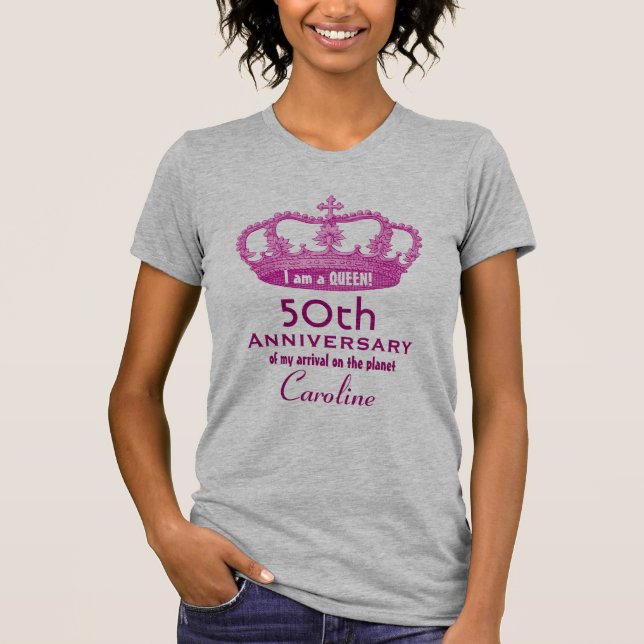 Camiseta 50.o Reina V10B DIVERTIDO del cumpleaños del (Anverso)