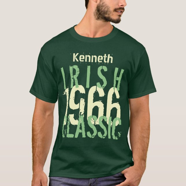 Camiseta 50.o Verde clásico irlandés v5 del cumpleaños 1966 (Anverso)