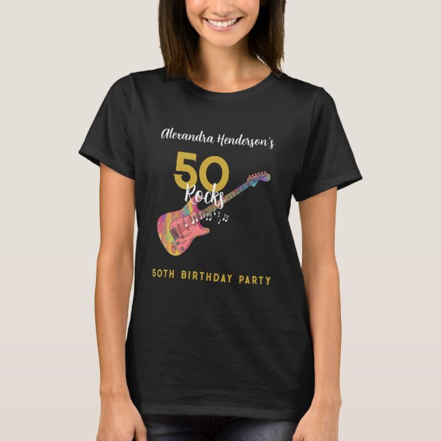Camiseta 50 Rocas Rosa Oro Fiesta de Cumpleaños 50 (Anverso)
