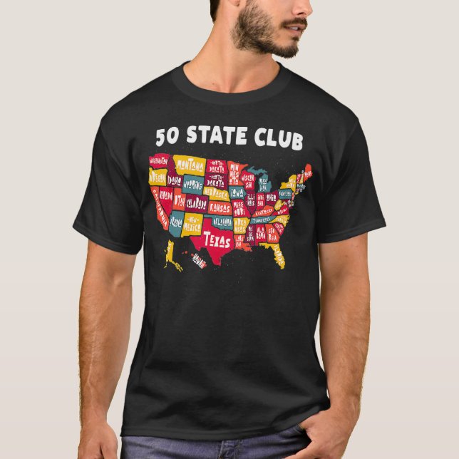 Camiseta 50 State Club Map Of America - Collectable For Men (Anverso)