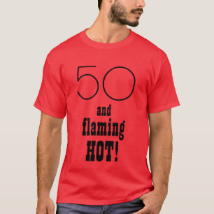 Camiseta 50 y 50.o diseño CALIENTE llameante de la cita de