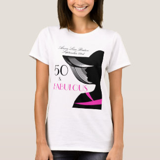 Camiseta 50 y cumpleaños elegante del art déco fabuloso