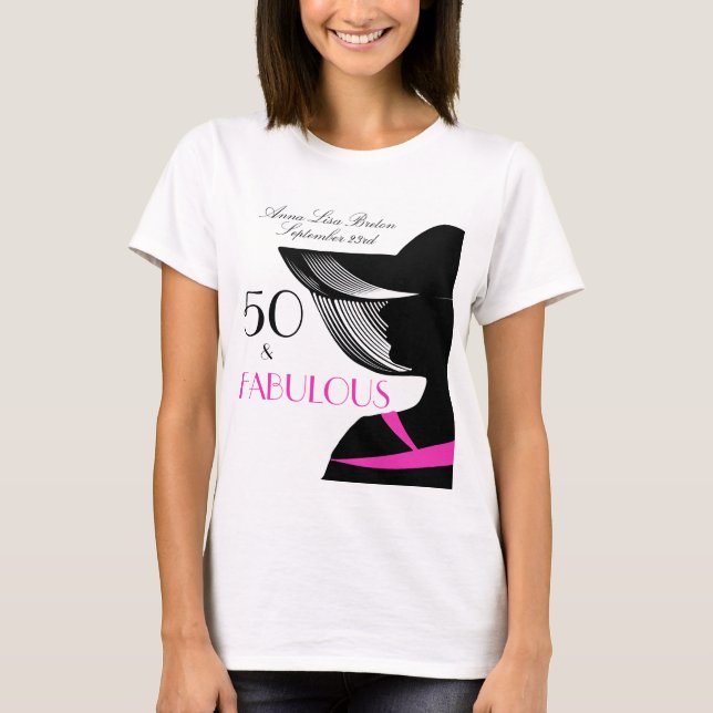 Camiseta 50 y cumpleaños elegante del art déco fabuloso (Anverso)