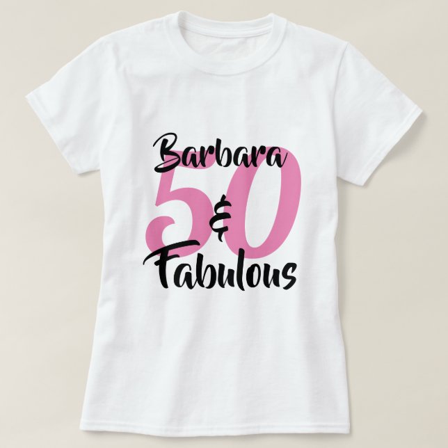 Camiseta 50 y fabulosa fiesta de cumpleaños personalizada (Diseño del anverso)