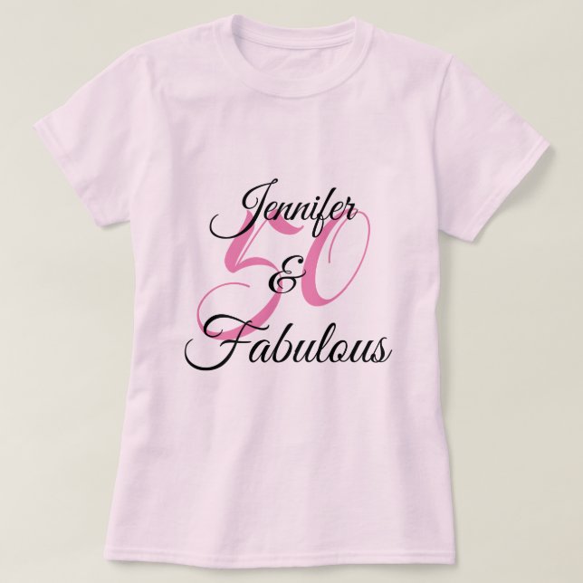 Camiseta 50 y fabulosa fiesta de cumpleaños personalizada (Diseño del anverso)