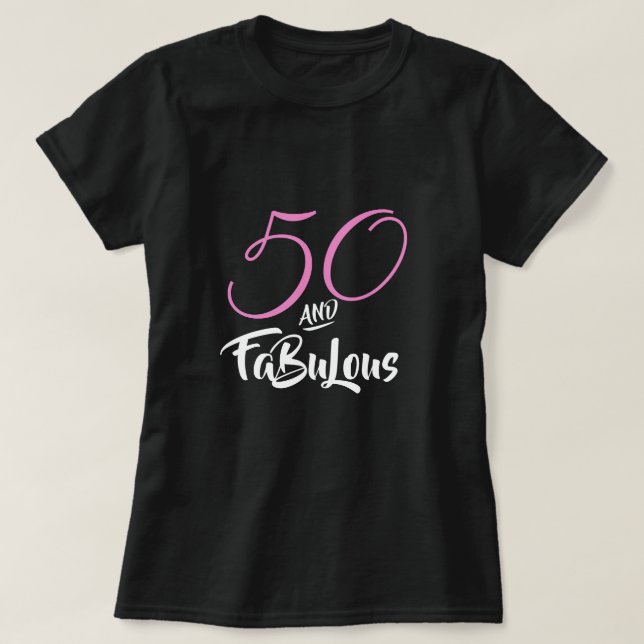 Camiseta 50 y fabulosa fiesta de cumpleaños personalizada r (Diseño del anverso)