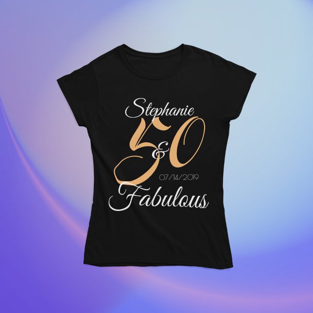 Camiseta 50 y fabulosa fiesta de cumpleaños personalizada r (Subido por el creador)