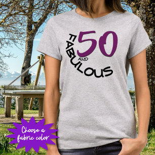 Camiseta 50 y fabulosa tipografía púrpura y negra