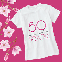 Camiseta 50 y fabulosa tipografía retro rosa vintage