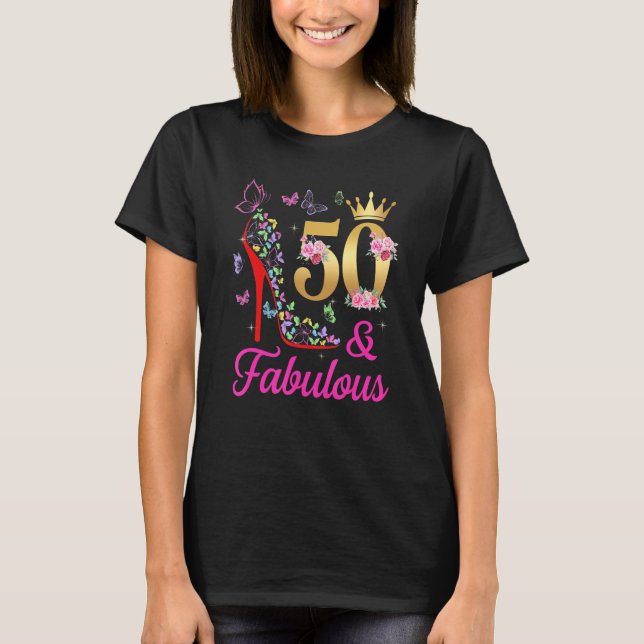Camiseta 50 y fabulosas mariposas de 50 años de edad 50 de  (Anverso)