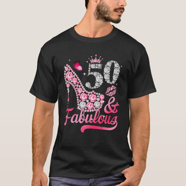 Camiseta 50 Y Fabulosas Mujeres De Talón 50 Años (Anverso)