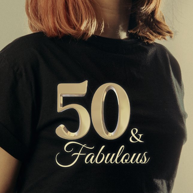 Camiseta 50 y fabuloso Chica de cumpleaños de oro (50 & Fabulous Gold Birthday Girl Guest of Honor T-Shirt)