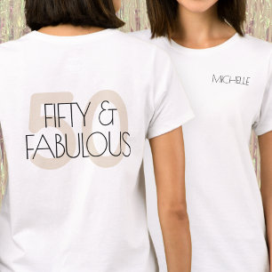 Camiseta 50 y fabuloso Cumpleaños Cincuenta Moderno Beige