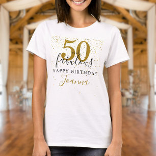 Camiseta 50 y Fabuloso Cumpleaños Elegante Dorado y Negro