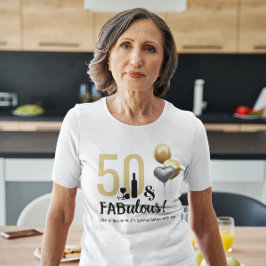 Camiseta 50 y fabuloso Cumpleaños moderno dorado y negro