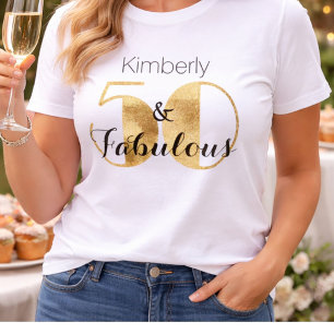 Camiseta 50 y Fabuloso Cumpleaños Personalizado Fiesta de O