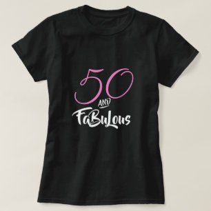 Camiseta 50 y Fabuloso Cumpleaños Personalizado Fiesta Rosa