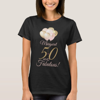 Camiseta 50 y fabuloso globo de Purpurina de cumpleaños núm
