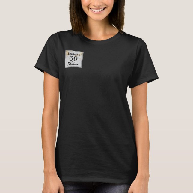 Camiseta 50 y fabuloso Mármol de oro con texto negro (Anverso)