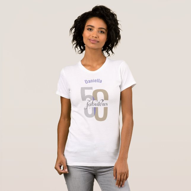 Camiseta 50 y fabuloso nombre elegante de cumpleaños (Anverso completo)