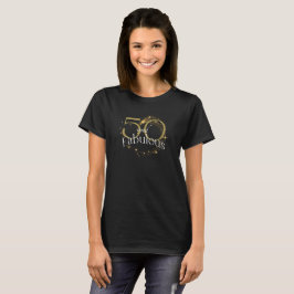 Camiseta 50 y Fabuloso Purpurina de oro negro con guión mod
