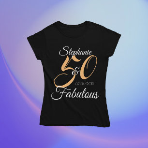 Camiseta 50 y Fabuloso Rosa Cumpleaños Personalizado Fiesta