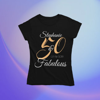 Camiseta 50 y Fabuloso Rosa Cumpleaños Personalizado Fiesta