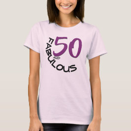 Camiseta 50 y FABULOUS Birthday Purple & Black Typography