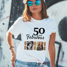 Camiseta 50 y Fabulous Gold Purpurina 2 Photo 50th Birthday