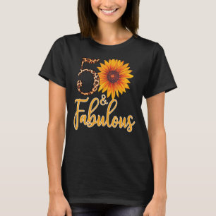Camiseta 50 y Fabulous Leopard Sunflower para las mujeres 5