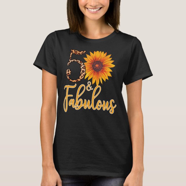 Camiseta 50 y Fabulous Leopard Sunflower para las mujeres 5 (Anverso)