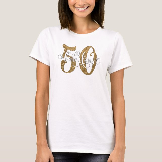Camiseta 50 y falso cumpleaños fabuloso del purpurina del (Anverso)