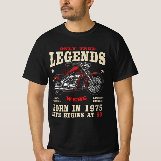 Camiseta 50th Birthday Man Biker Motorcycle Chopper 1975 (Anverso)