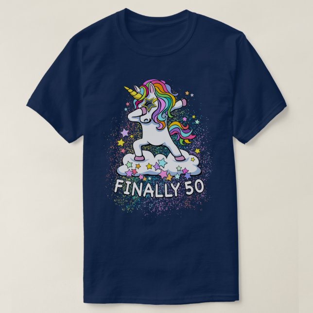 Camiseta 50th birthday unicorn cool dabbing  (Diseño del anverso)
