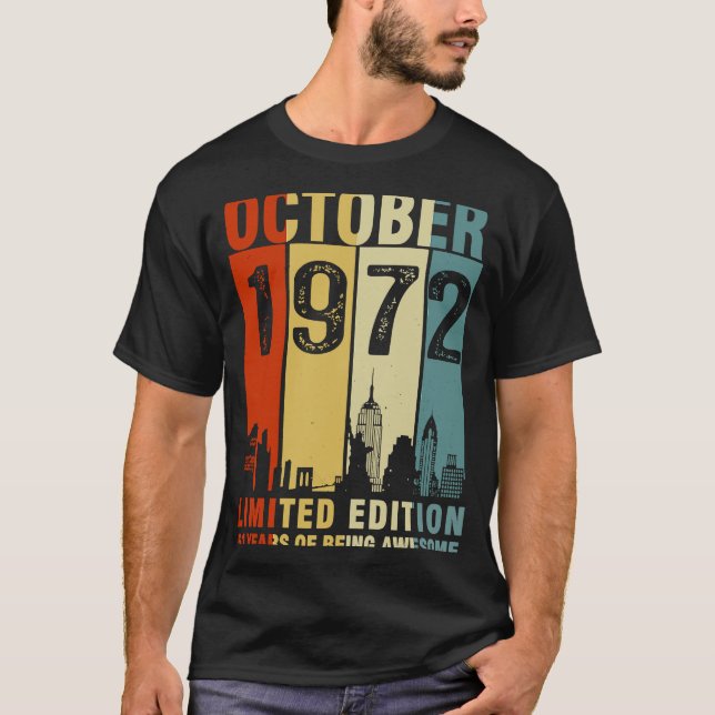 Camiseta 51ª cosecha de cumpleaños octubre de 1972 51 años  (Anverso)