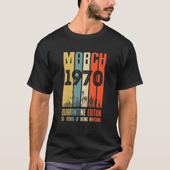 Camiseta 51ª Decoración De Cumpleaños Marzo 1970 Hombres Mu (Anverso)